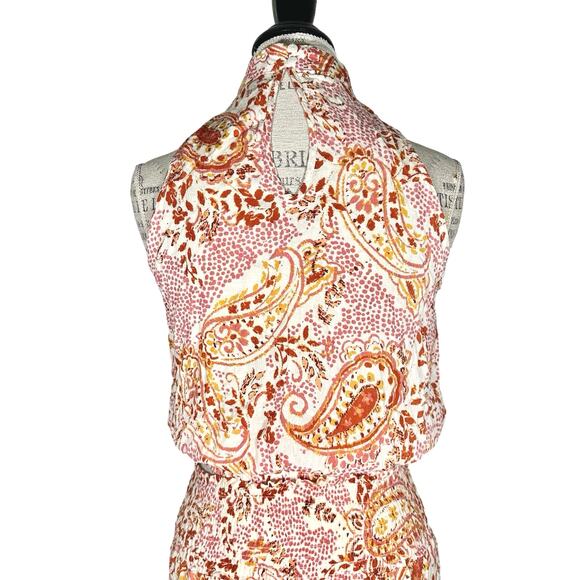 Cynthia Rowley | Women | Painted Paisley Sleeveless Halter Top Pant Set | Small - Picture 5 of 12
